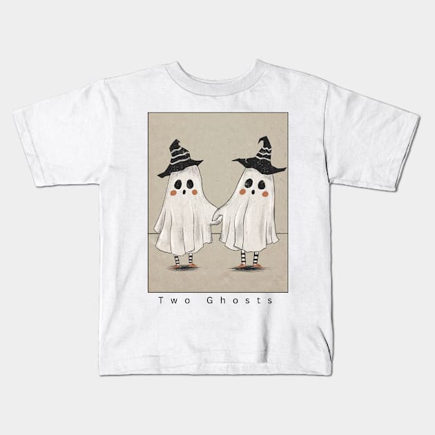 Two Ghosts Kids T-Shirt by Missus Design Shop